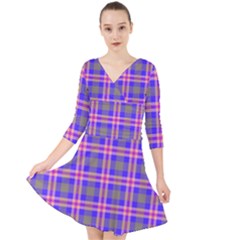 Tartan Purple Quarter Sleeve Front Wrap Dress by tartantotartanspink