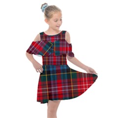 Caledonia Modern Tartan Kids  Shoulder Cutout Chiffon Dress by tartantotartansred