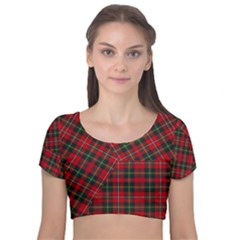 Boyd Modern Tartan Velvet Short Sleeve Crop Top  by tartantotartansred