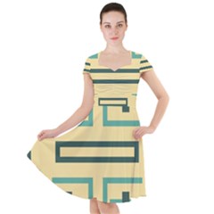 Abstract Pattern Geometric Backgrounds   Cap Sleeve Midi Dress by Eskimos