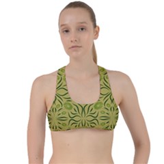 Floral Folk Damask Pattern Fantasy Flowers  Criss Cross Racerback Sports Bra by Eskimos