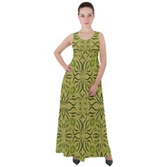 Floral Folk Damask Pattern Fantasy Flowers  Empire Waist Velour Maxi Dress by Eskimos