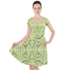 Floral Folk Damask Pattern Fantasy Flowers  Cap Sleeve Midi Dress by Eskimos