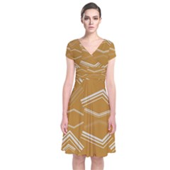 Abstract Geometric Design    Short Sleeve Front Wrap Dress by Eskimos