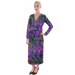 Neon Aquarium Velvet Maxi Wrap Dress by MRNStudios