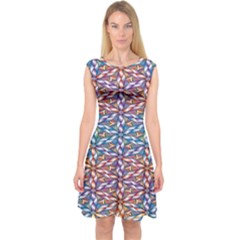 Colorful Flowers Capsleeve Midi Dress by Sparkle