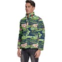 Flowers Pattern Men s Puffer Bubble Jacket Coat View2