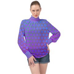 Hex Circle Points Vaporwave One High Neck Long Sleeve Chiffon Top by WetdryvacsLair