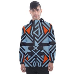 Abstract Geometric Design    Men s Front Pocket Pullover Windbreaker by Eskimos