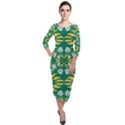 Folk flowers print Floral pattern Ethnic art Quarter Sleeve Midi Velour Bodycon Dress View1