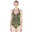 Folk flowers print Floral pattern Ethnic art Halter Swimsuit View1