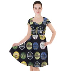 Beer Brands Logo Pattern Cap Sleeve Midi Dress by dflcprintsclothing