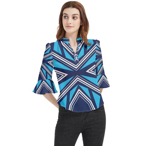 Abstract Pattern Geometric Backgrounds  Loose Horn Sleeve Chiffon Blouse by Eskimos