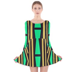 Abstract Pattern Geometric Backgrounds Long Sleeve Velvet Skater Dress by Eskimos