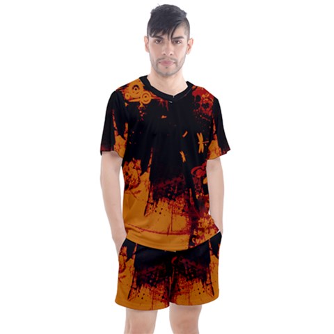 Orange Dragonfly Men s Mesh Tee And Shorts Set by TrueAwesome