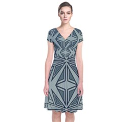 Abstract Pattern Geometric Backgrounds Short Sleeve Front Wrap Dress by Eskimos