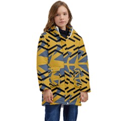 Abstract Pattern Geometric Backgrounds Kid s Hooded Longline Puffer Jacket by Eskimos