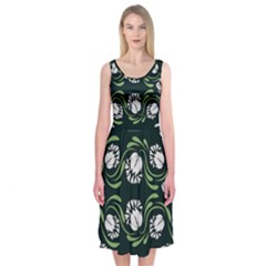 Folk Flowers Print Floral Pattern Ethnic Art Midi Sleeveless Dress by Eskimos