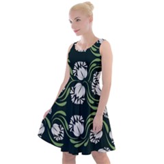 Folk Flowers Print Floral Pattern Ethnic Art Knee Length Skater Dress by Eskimos