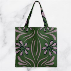 Folk Flowers Print Floral Pattern Ethnic Art Zipper Grocery Tote Bag by Eskimos