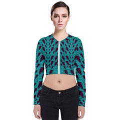 Leaves On Adorable Peaceful Captivating Shimmering Colors Long Sleeve Zip Up Bomber Jacket by pepitasart