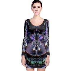 The High Priestess Card Long Sleeve Bodycon Dress by MRNStudios