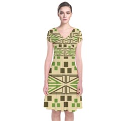 Abstract Pattern Geometric Backgrounds  Short Sleeve Front Wrap Dress by Eskimos