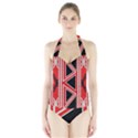 Abstract pattern geometric backgrounds  Halter Swimsuit View1