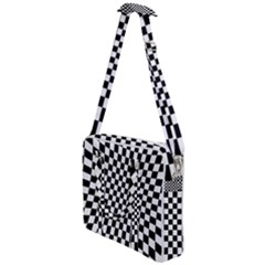 Illusion Checkerboard Black And White Pattern Cross Body Office Bag by Nexatart