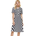 Illusion Checkerboard Black And White Pattern Button Top Knee Length Dress View1