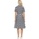 Illusion Checkerboard Black And White Pattern Button Top Knee Length Dress View2