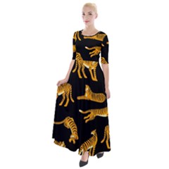 Seamless-exotic-pattern-with-tigers Half Sleeves Maxi Dress by Jancukart