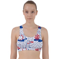 Nautical Cats Seamless Pattern Back Weave Sports Bra by Jancukart