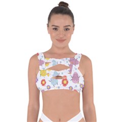 Easter Seamless Pattern With Cute Eggs Flowers Bandaged Up Bikini Top by Jancukart