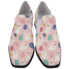 Cute Bunnies Easter Eggs Seamless Pattern Women Slip On Heel Loafers by Jancukart