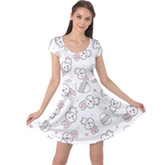 Cute Pattern With Easter Bunny Egg Cap Sleeve Dress by Jancukart