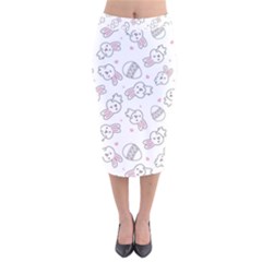 Cute Pattern With Easter Bunny Egg Velvet Midi Pencil Skirt by Jancukart