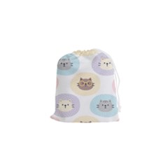 Cute Cat Seamless Pattern Background Drawstring Pouch (xs) by Jancukart