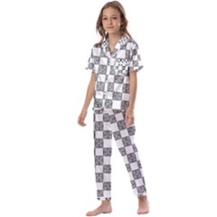 Seamless Tile Derivative Pattern Kids  Satin Short Sleeve Pajamas Set by Jancukart