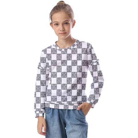 Seamless Tile Derivative Pattern Kids  Long Sleeve Tee With Frill  by Jancukart