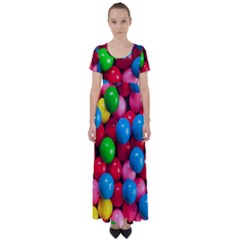 Bubble Gum High Waist Short Sleeve Maxi Dress by artworkshop