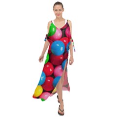 Bubble Gum Maxi Chiffon Cover Up Dress by artworkshop