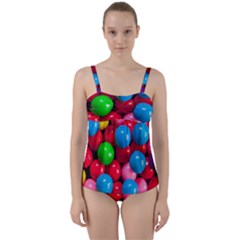 Bubble Gum Twist Front Tankini Set by artworkshop