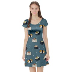 Sushi Pattern Short Sleeve Skater Dress by Jancukart