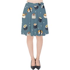 Sushi Pattern Velvet High Waist Skirt by Jancukart