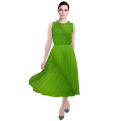 Banana Leaf Round Neck Boho Dress by artworkshop