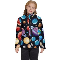 Background-with-many-planets-space Kids  Puffer Bubble Jacket Coat by Jancukart