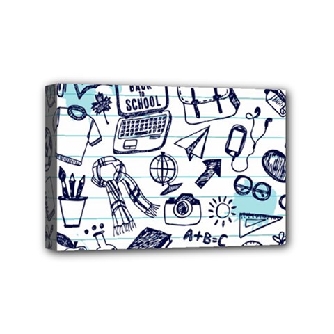 Hand-drawn-back-school-pattern Mini Canvas 6  X 4  (stretched) by Jancukart