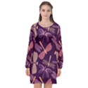 Dragonfly-pattern-design Long Sleeve Chiffon Shift Dress  View1