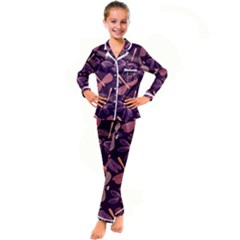 Dragonfly-pattern-design Kid s Satin Long Sleeve Pajamas Set by Jancukart